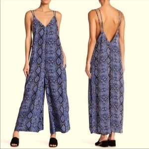 Free People Blue Snake Print Jumpsuit Size XS